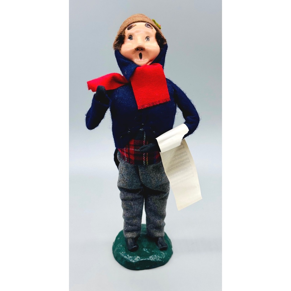 Byers Choice Caroler Figurine Singing Man With Sheet Music 1984 Bumpy Base